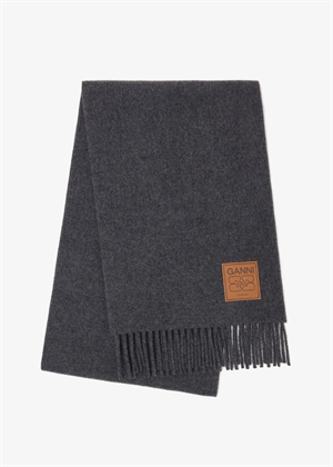 Double face wool solid scarf Paloma Melange A6932 Ganni 